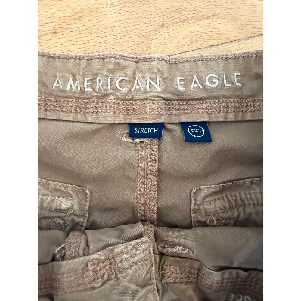 American Eagle Cargo Pants Womens 8 Tan Khaki Stretch Utility Hiking Pockets - Picture 3 of 8